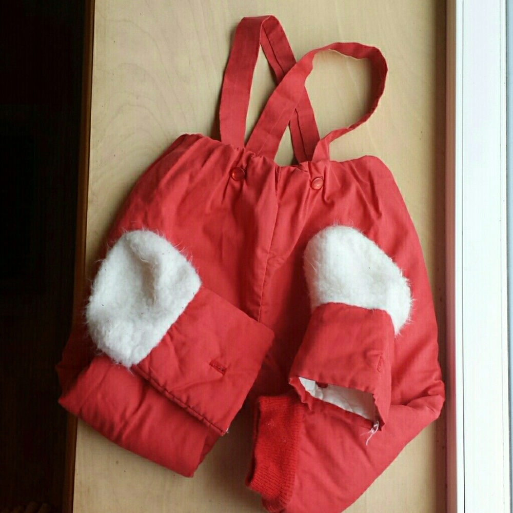 Vintage handmade red snow pants